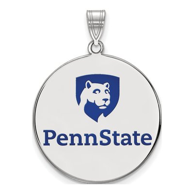 Pennsylvania State University Sterling Silver Penn Extra Large Enamel Disc Pendant
