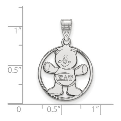 Sigma Delta Tau Sterling Silver Sorority Symbol Medium Circle Pendant – view 2