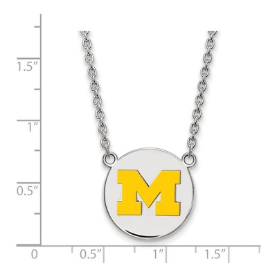 University of Michigan Sterling Silver Large Wolverines Letter M Necklace – view 2