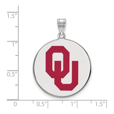 University of Oklahoma Sterling Silver Extra Large Of O-U Enameled Disc Pendant – view 2