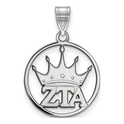 Zeta Tau Alpha Sterling Silver Medium Circle Pendant