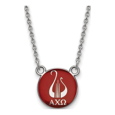 Alpha Chi Omega Sterling Silver Small Enamel Necklace