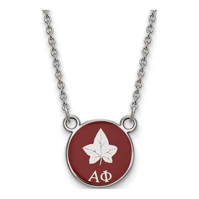 Alpha Phi Sterling Silver Small Enamel Pendant Necklace