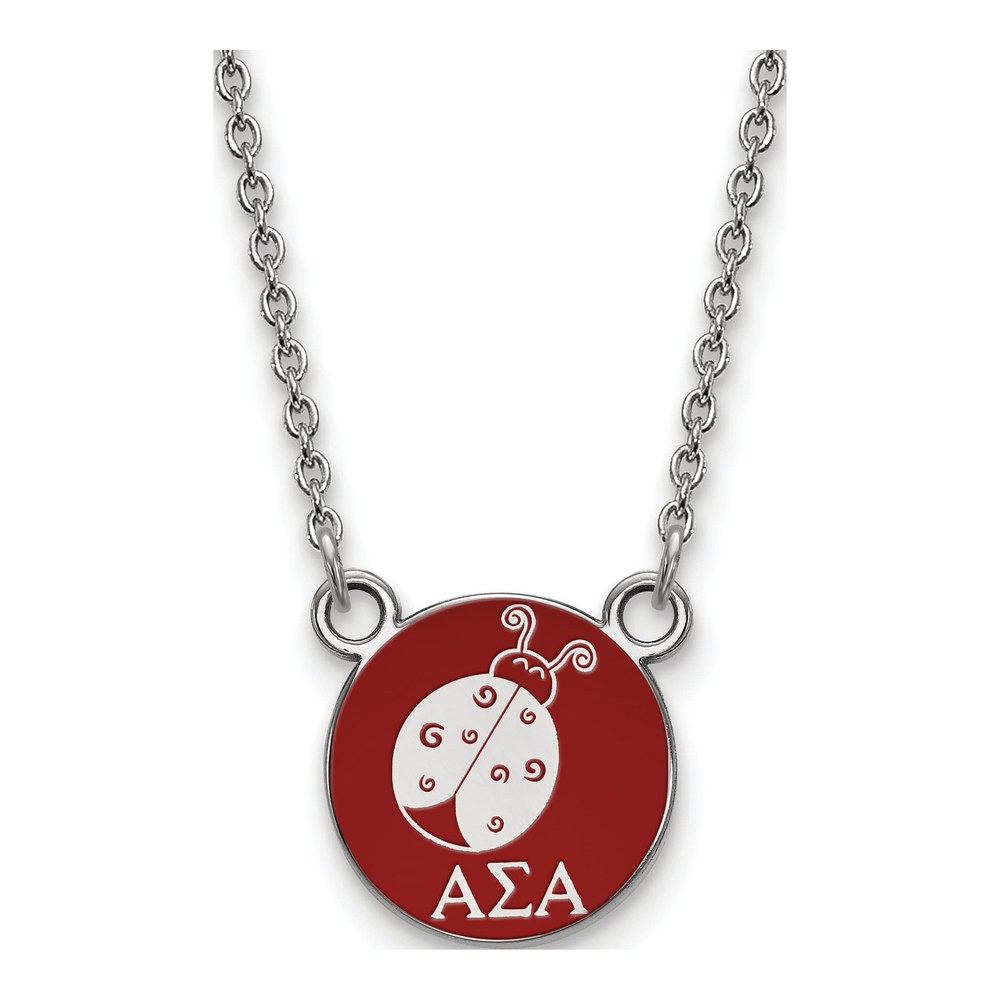 Alpha Sigma Alpha Sterling Silver Small Enamel Necklace