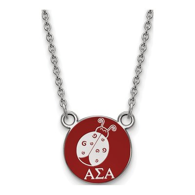 Alpha Sigma Alpha Sterling Silver Small Enamel Necklace