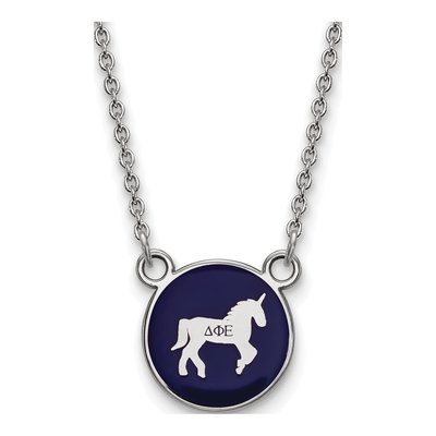 Delta Phi Epsilon Sterling Silver Small Enamel Necklace