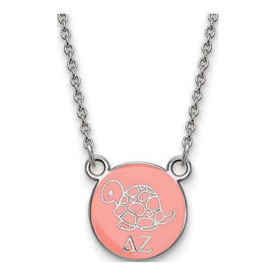 Delta Zeta Sterling Silver Small Sorority Pendant Necklace