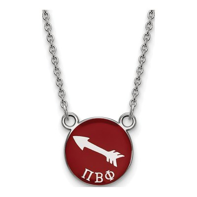 Pi Beta Phi Sterling Silver Small Enamel Pendant Necklace