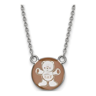 Sigma Delta Tau Sterling Silver Sorority Symbol Small Color Enamel Necklace