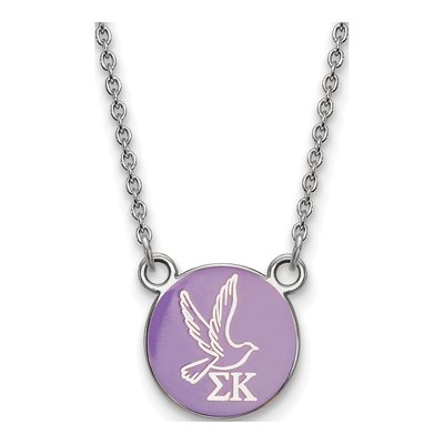Sigma Kappa Sterling Silver Small Enamel Pendant Necklace