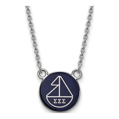 Sigma Sigma Sigma Sterling Silver Sorority Symbol Small Color Enamel Necklace