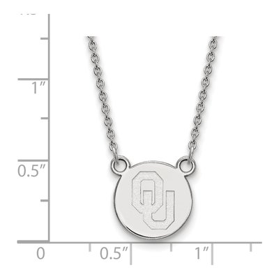 University of Oklahoma Sterling Silver Small Sooners O-U Disc Necklace – view 2
