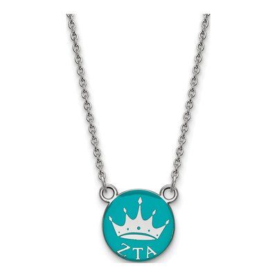 Zeta Tau Alpha Sterling Silver Small Enamel Necklace