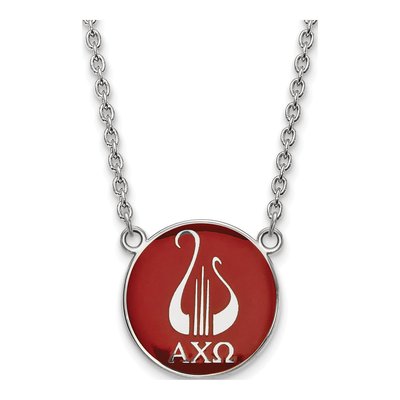 Alpha Chi Omega Sterling Silver Sorority Symbol Large Color Enamel Necklace