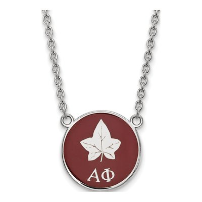 Alpha Phi Sterling Silver Medium Enamel Necklace