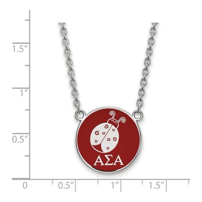Alpha Sigma Alpha Sterling Silver Sorority Symbol Large Color Enamel Pendant Necklace – view 2