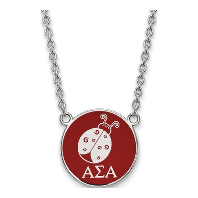 Alpha Sigma Alpha Sterling Silver Sorority Symbol Large Color Enamel Pendant Necklace