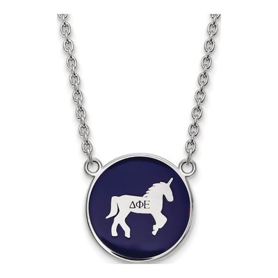 Delta Phi Epsilon Sterling Silver Large Enamel Necklace