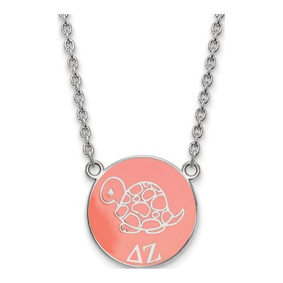Delta Zeta Sterling Silver Large Sorority Pendant Necklace