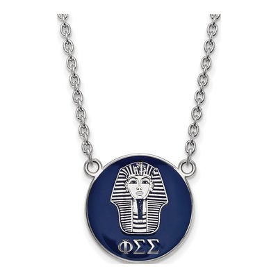 Phi Sigma Sigma Sterling Silver Sorority Symbol Large Color Enamel Necklace
