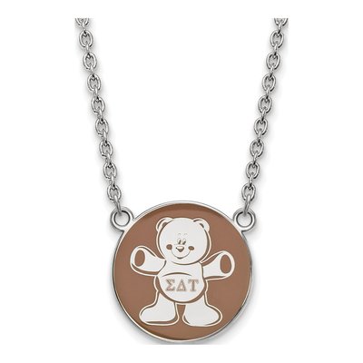 Sigma Delta Tau Sterling Silver Sorority Symbol Large Color Enamel Necklace