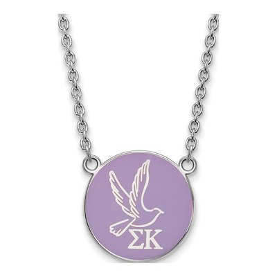 Sigma Kappa Sterling Silver Sorority Symbol Large Color Enamel Necklace