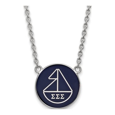 Sigma Sigma Sigma Sterling Silver Large Enamel Pendant Necklace