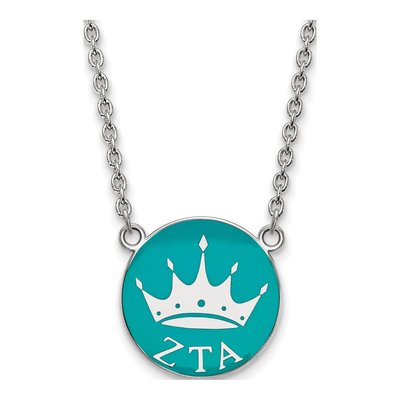 Zeta Tau Alpha Sterling Silver Large Enamel Necklace