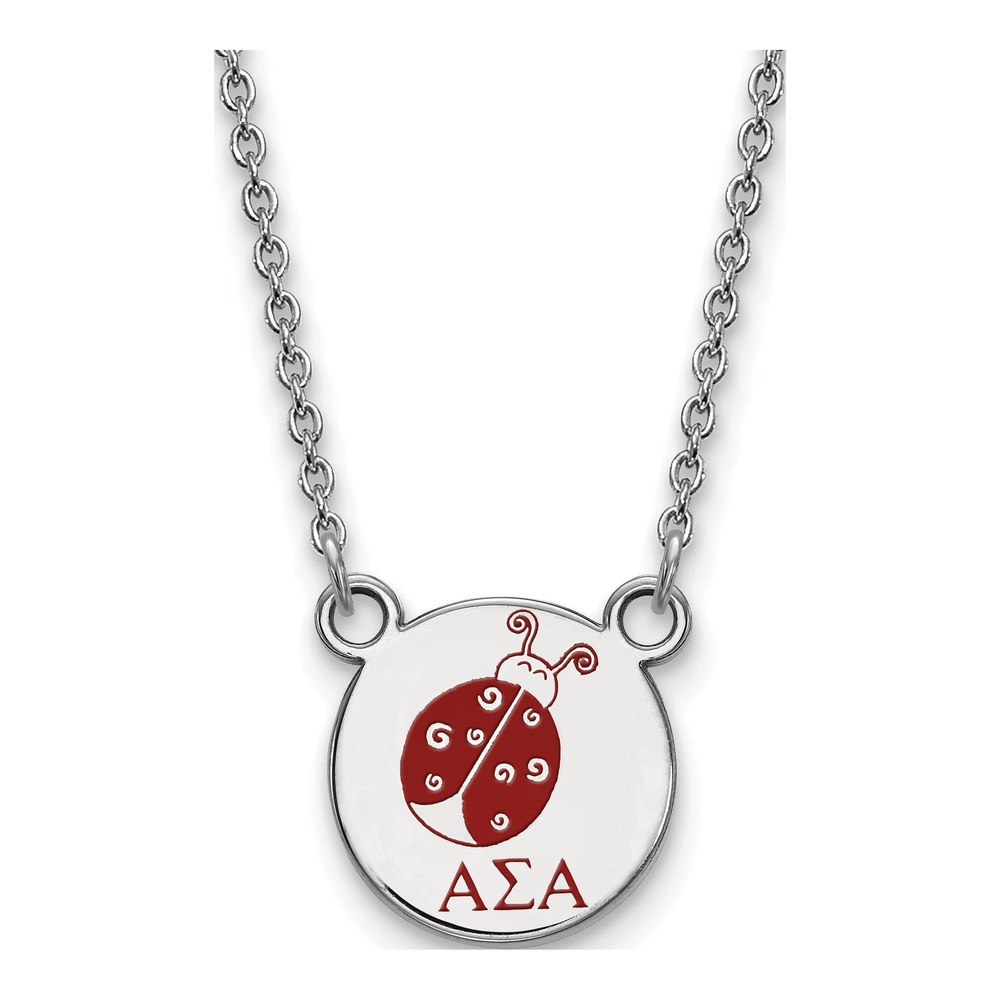 Alpha Sigma Alpha Sterling Silver Small Enamel Necklace