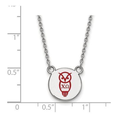 Chi Omega Sterling Silver Small Enamel Necklace – view 2