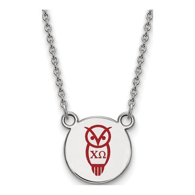 Chi Omega Sterling Silver Small Enamel Necklace