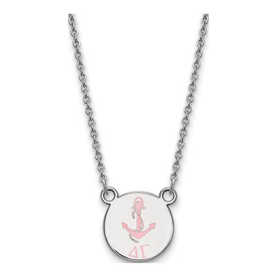 Delta Gamma Sterling Silver Small Enamel Pendant Necklace