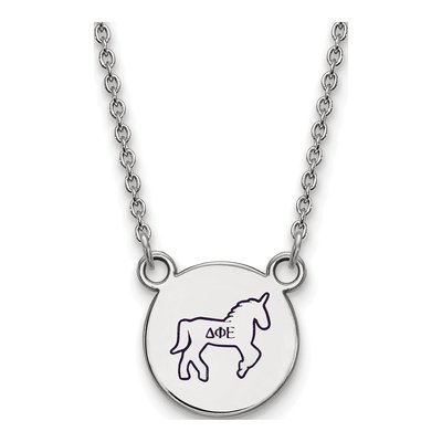 Delta Phi Epsilon Sterling Silver Sorority Symbol Small Color Enamel Necklace