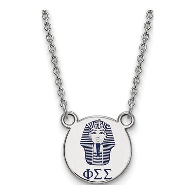 Phi Sigma Sigma Sterling Silver Sorority Symbol Small Color Enamel Necklace