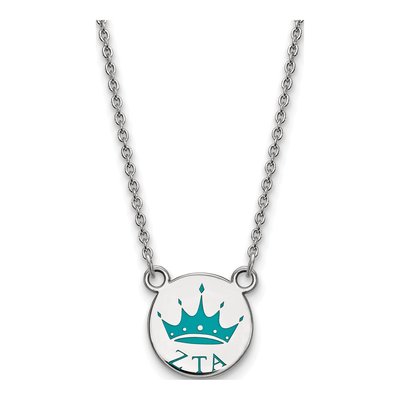 Zeta Tau Alpha Sterling Silver Small Enamel Necklace