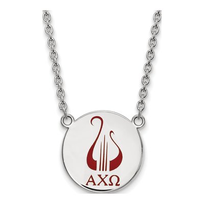 Alpha Chi Omega Sterling Silver Sorority Symbol Large Color Enamel Necklace