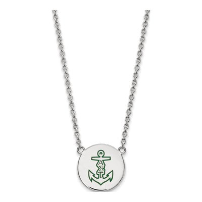 Alpha Sigma Tau Sterling Silver Sorority Symbol Large Color Enamel Necklace