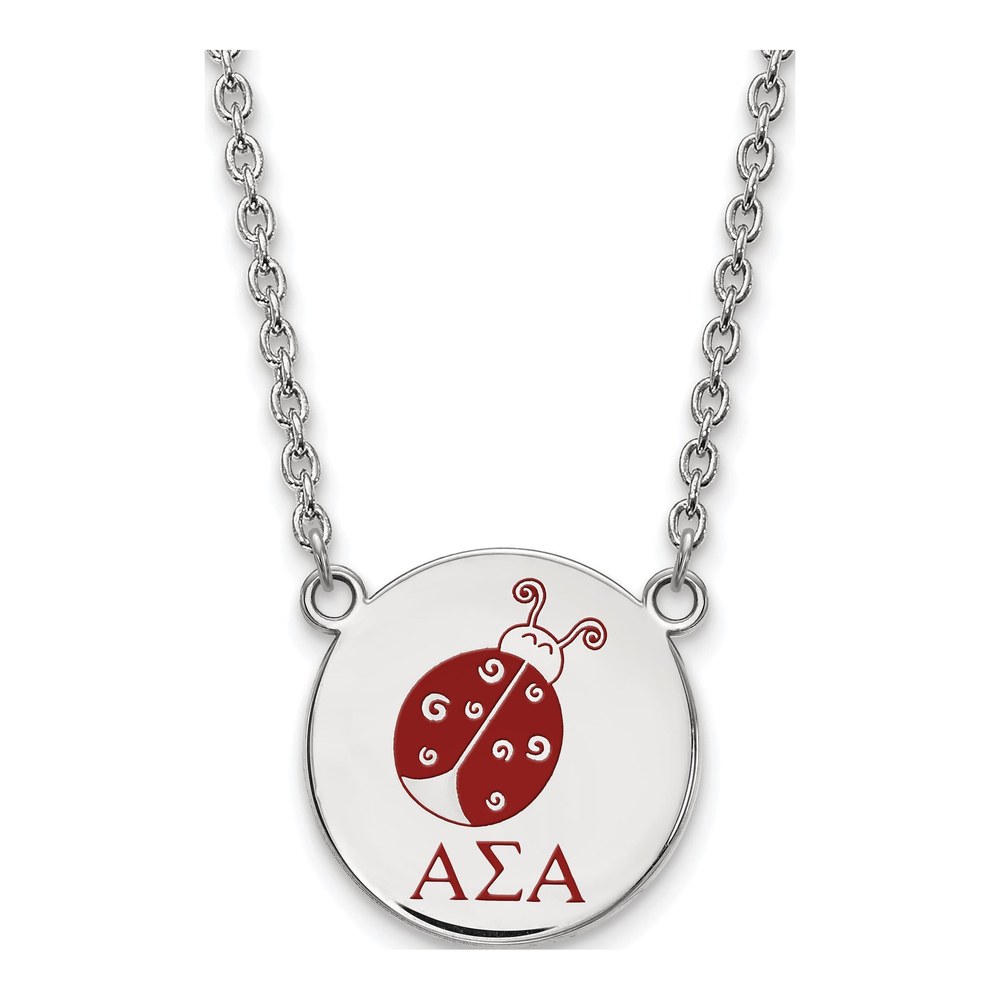Alpha Sigma Alpha Sterling Silver Large Sorority Enamel Necklace