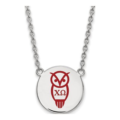 Chi Omega Sterling Silver Large Enamel Necklace