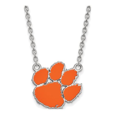 Clemson University Sterling Silver Large Tigers Necklace