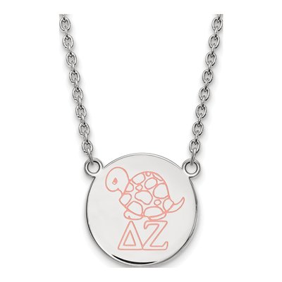 Delta Zeta Sterling Silver Large Enamel Pendant Necklace