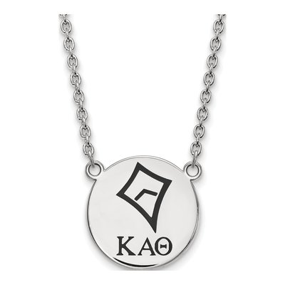 Kappa Alpha Theta Sterling Silver Large Enamel Pendant Necklace