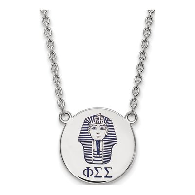 Phi Sigma Sigma Sterling Silver Large Enamel Necklace