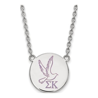 Sigma Kappa Sterling Silver Large Enamel Pendant Necklace