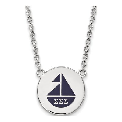 Sigma Sigma Sigma Sterling Silver Large Enamel Necklace
