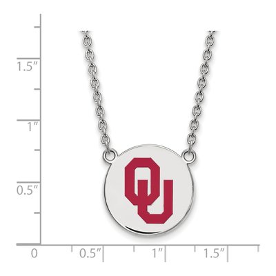 University of Oklahoma Sterling Silver O-U Large Enameled Disc Pendant Necklace – view 2