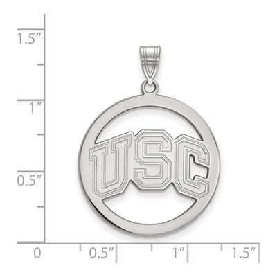 University of Southern California Sterling Silver USC Trojans Large Circle Pendant – view 2