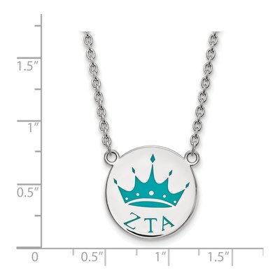 Zeta Tau Alpha Sterling Silver Large Enamel Necklace – view 2