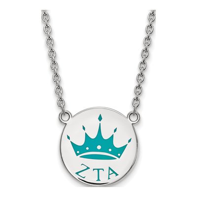 Zeta Tau Alpha Sterling Silver Large Enamel Necklace