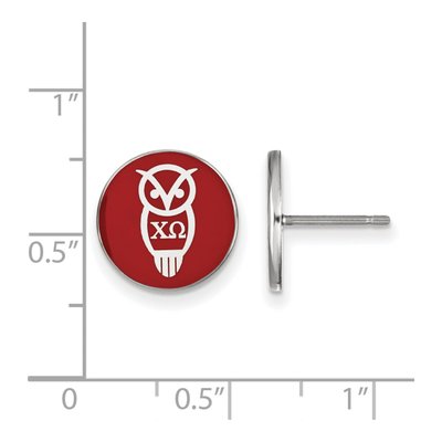 Chi Omega Sterling Silver Sorority Symbol Enamel Stud Earrings – view 2